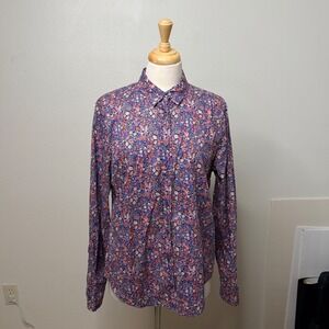 Liberty Art Fabrics By For J Crew Floral Button Up Shirt Sz 14 Casual Artsy Deco